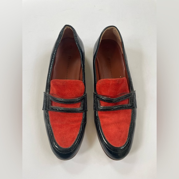 Marc By Marc Jacobs Shoes - MARC BY MARC JACOBS Leather & Suede Navy & Red Loafers Size 38